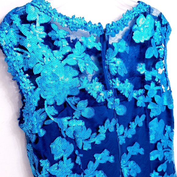 NWOT Adrianna Papell Turq. Sequined Sheath… - Picture 6 of 12